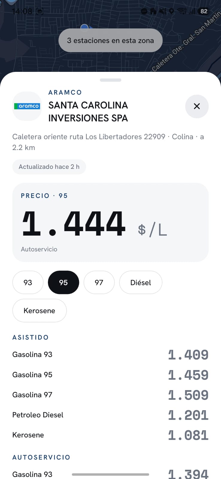 Lista de estaciones ordenada por precio